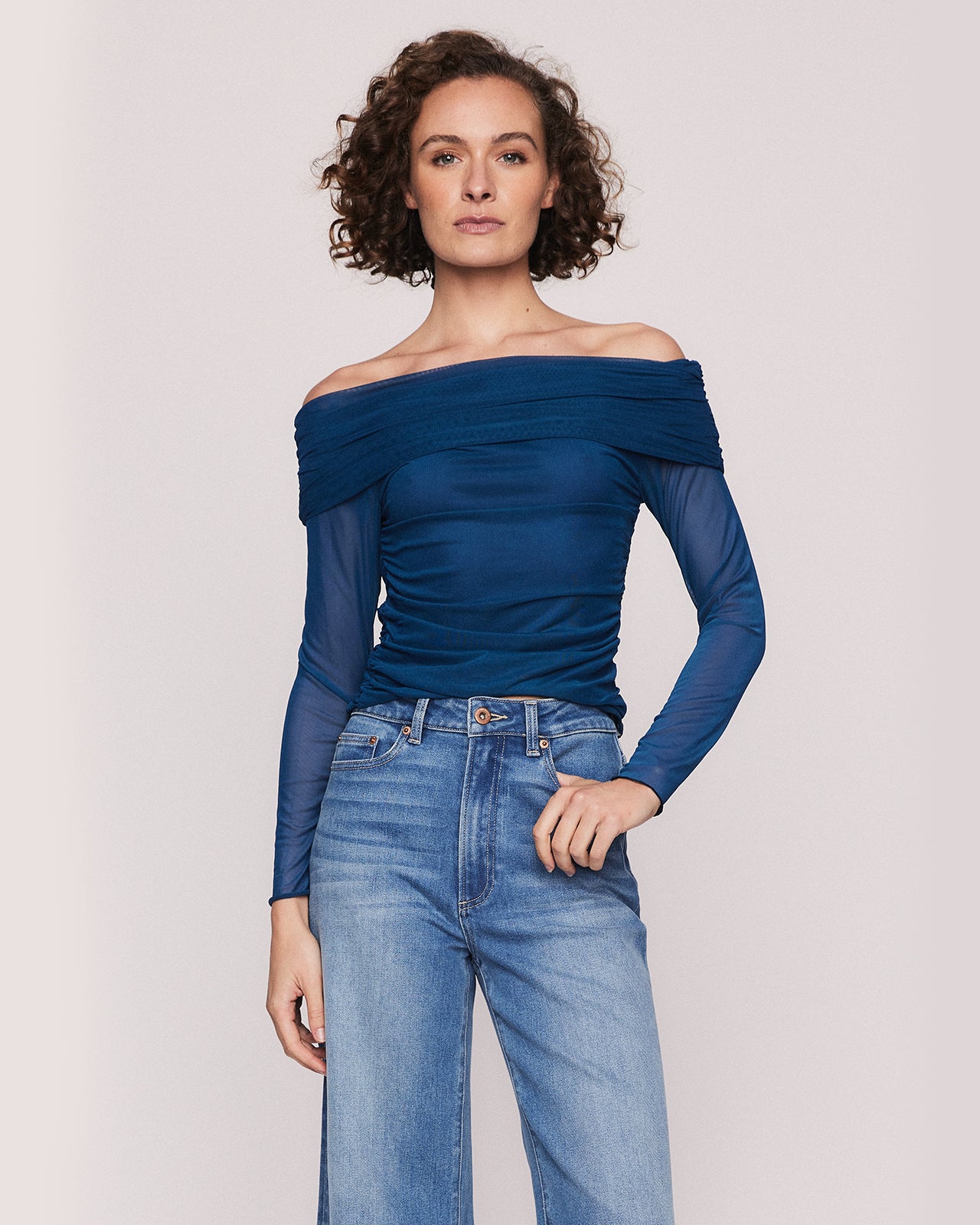 BLU OFF SHOULDER TOP IN BLUE