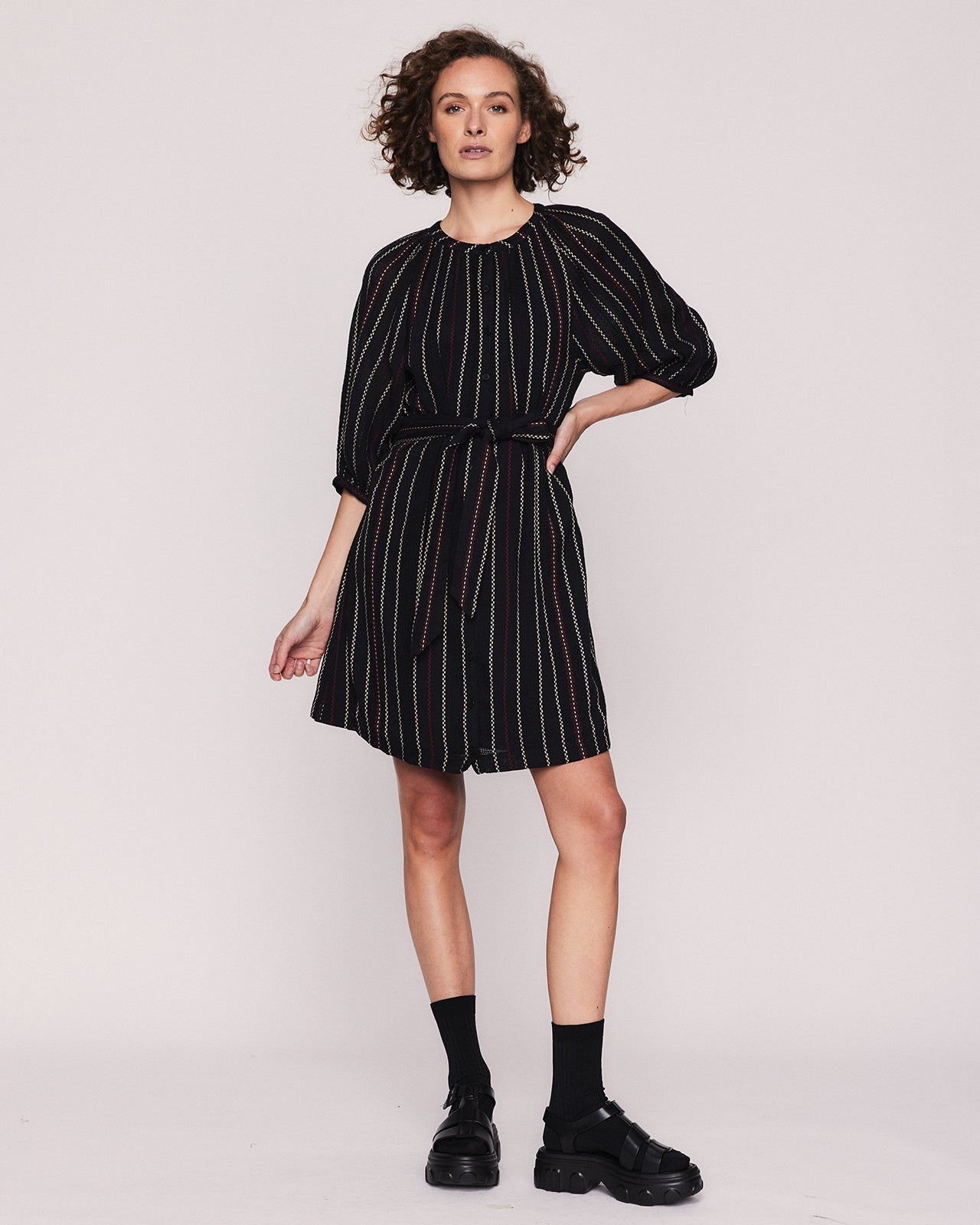 MAELLE MINI SHIRT DRESS IN BLACK