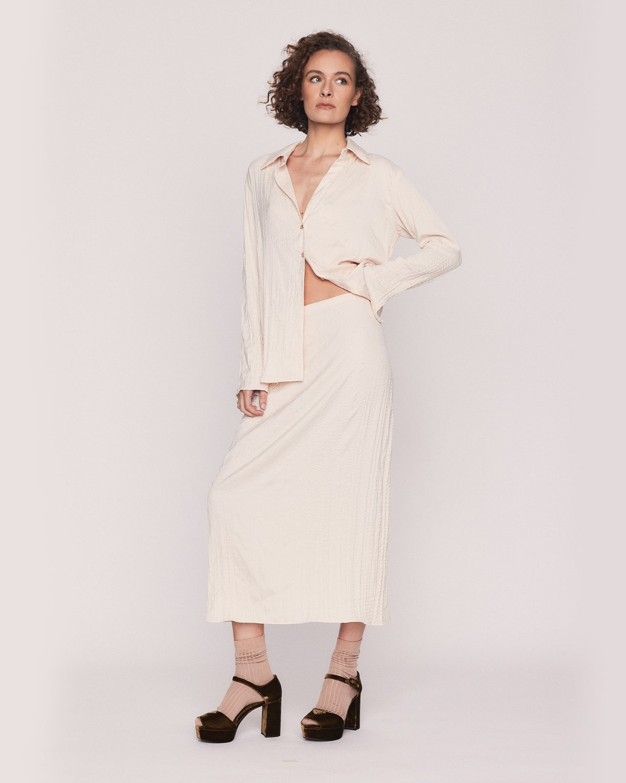 AMBRE MIDI SKIRT IN CREAM