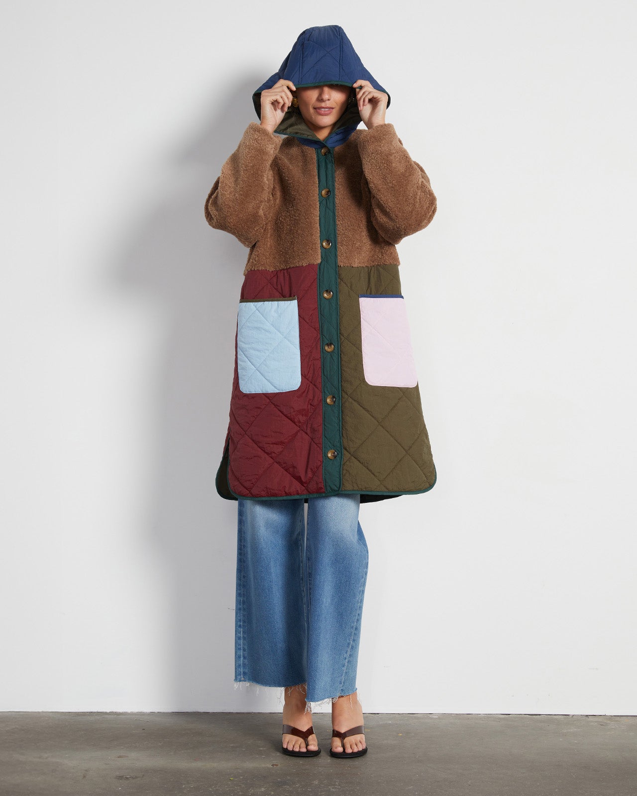 HARLOW MIDI QUILTED PARKER IN BROWN