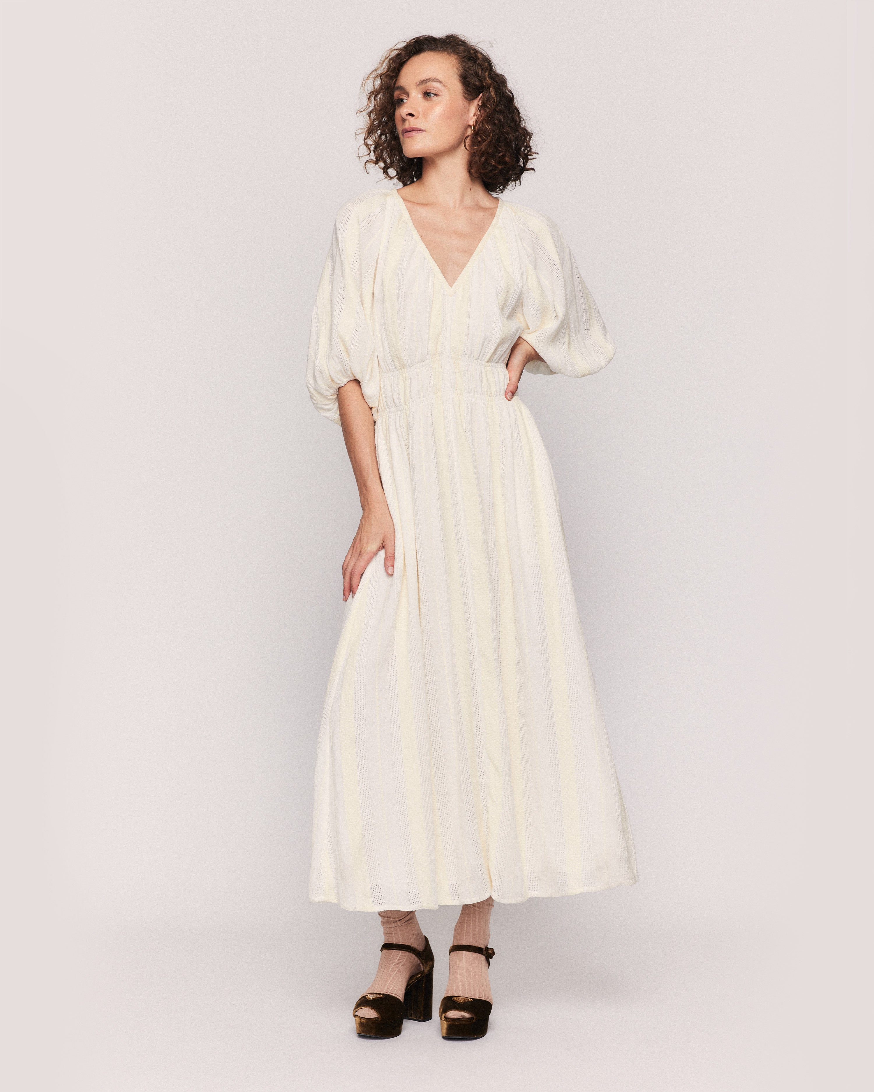 WHITE BELLA MAXI DRESS IN ECRU