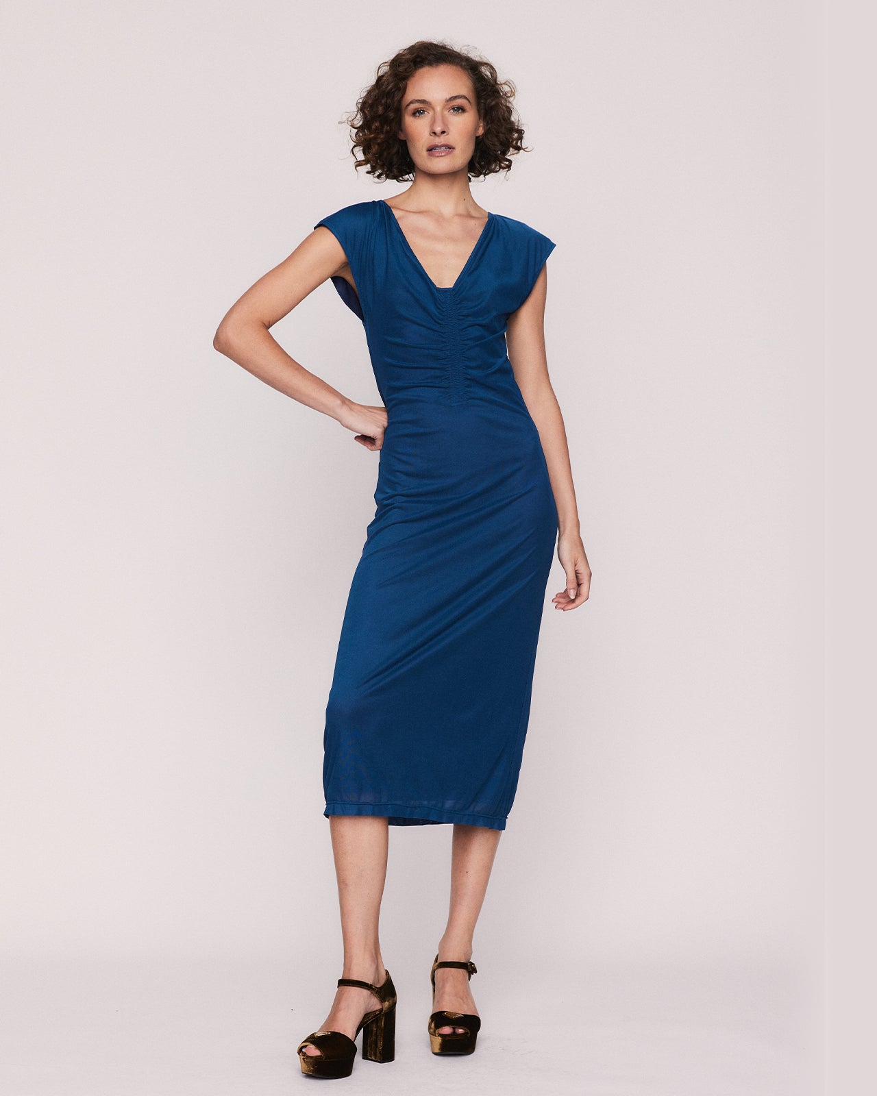 BLU MIDI DRESS IN BLUE