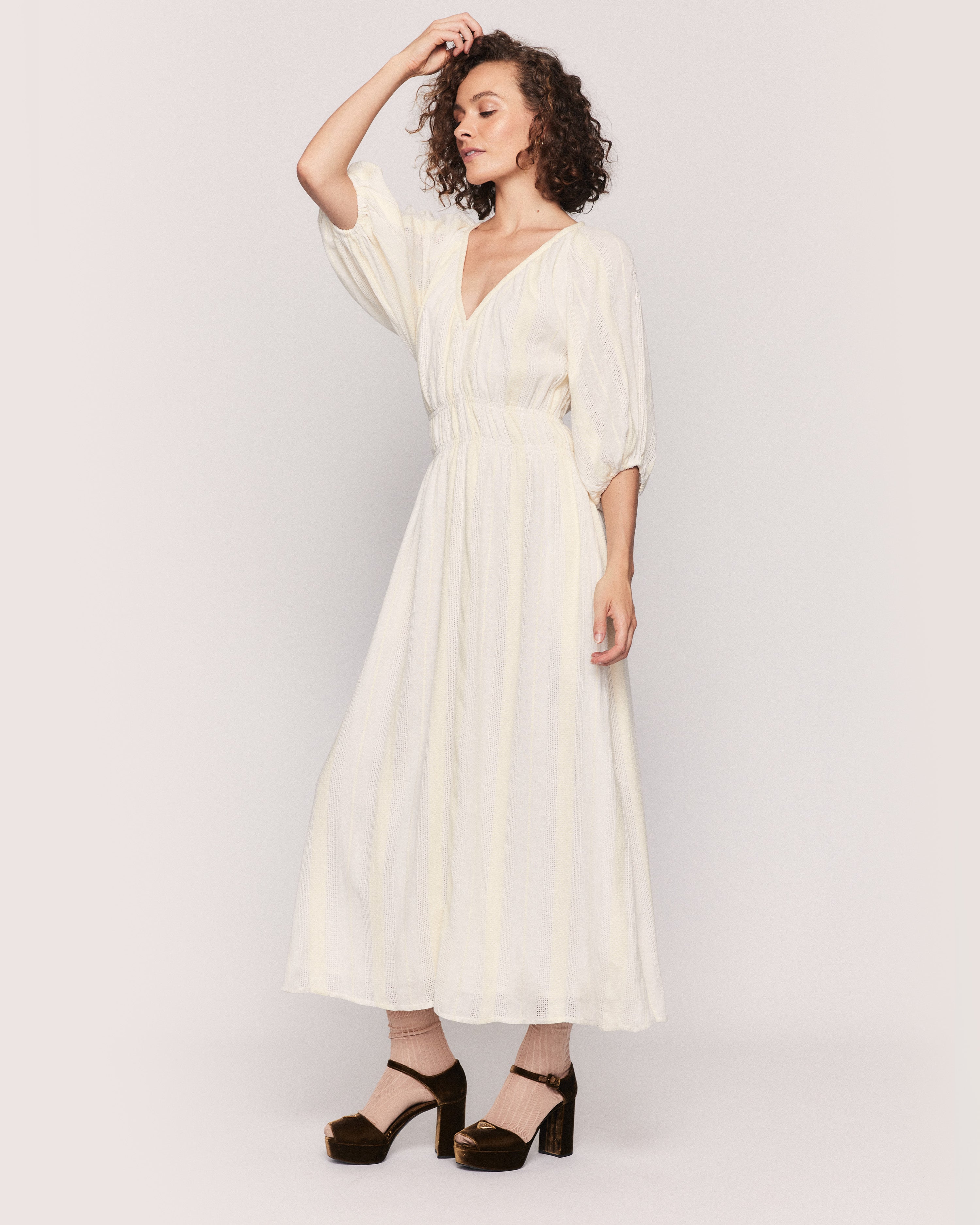 WHITE BELLA MAXI DRESS IN ECRU