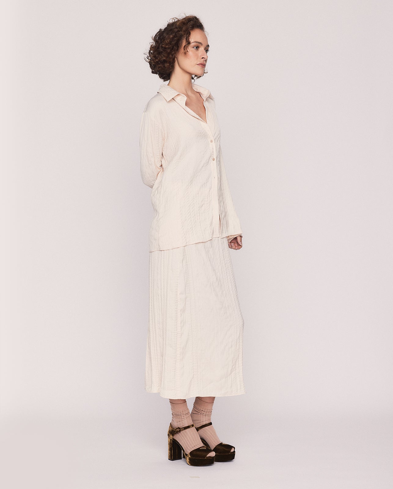 AMBRE MIDI SKIRT IN CREAM
