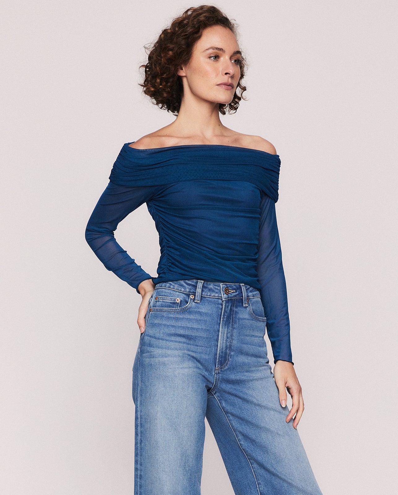 BLU OFF SHOULDER TOP IN BLUE