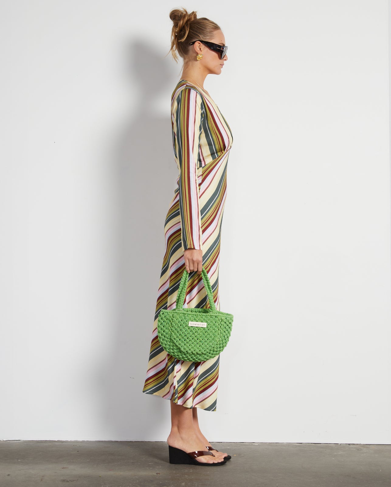 ELYSSE BIAS SLIP MAXI IN MULTI STRIPE