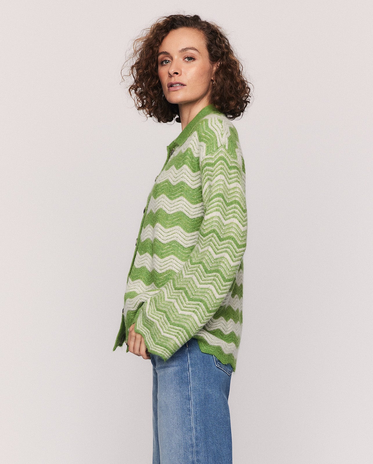 FAUNIE CARDIGAN IN PIQUANT GREEN
