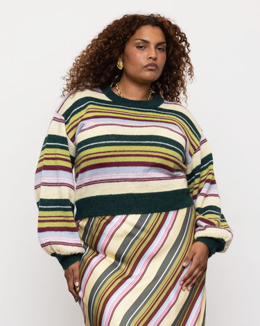 GIGI BALLOON CREW NECK KNIT IN MULTI STRIPE – SUMMERYCOPENHAGEN